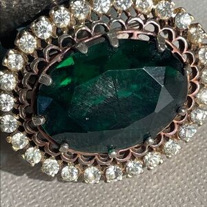 Mid century Green and Gold Brooch